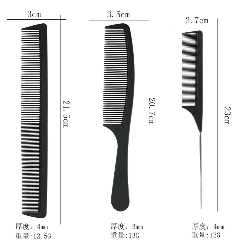 Povei Black Fine-Tooth Metal Pin Comb for Hair Styling