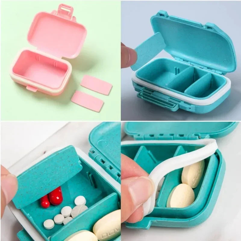 Povei Tablet Organizer Container Meds Box Seal Ring Straw Medicine Case