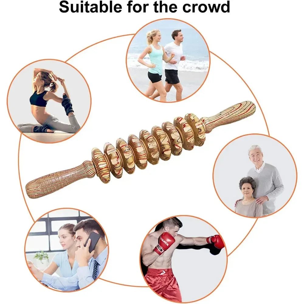 Povei Wood Therapy Massage Roller for Body Shaping and Cellulite Reduction