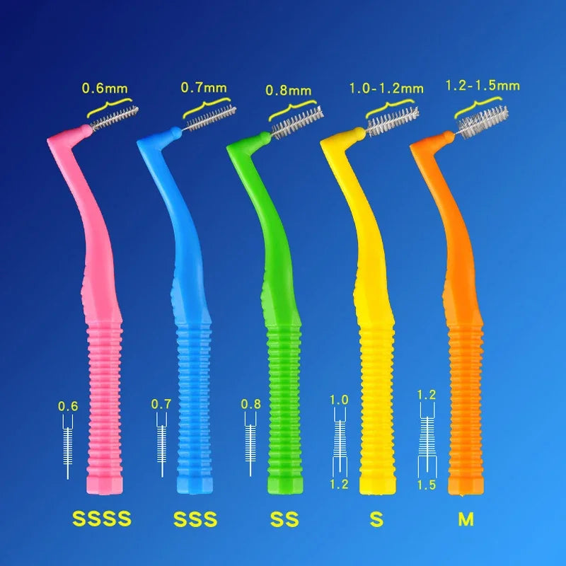 Povei Curved Interdental Brush Set - 20pcs Tooth Socket & Gap Cleaning Brushes