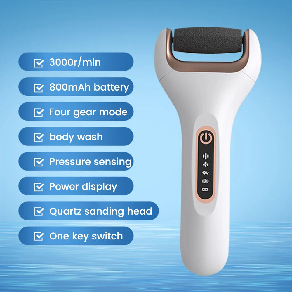 Povei Electric Foot File: Callus Remover & Foot Repair with Waterproof Grinder & Replacement Rollers