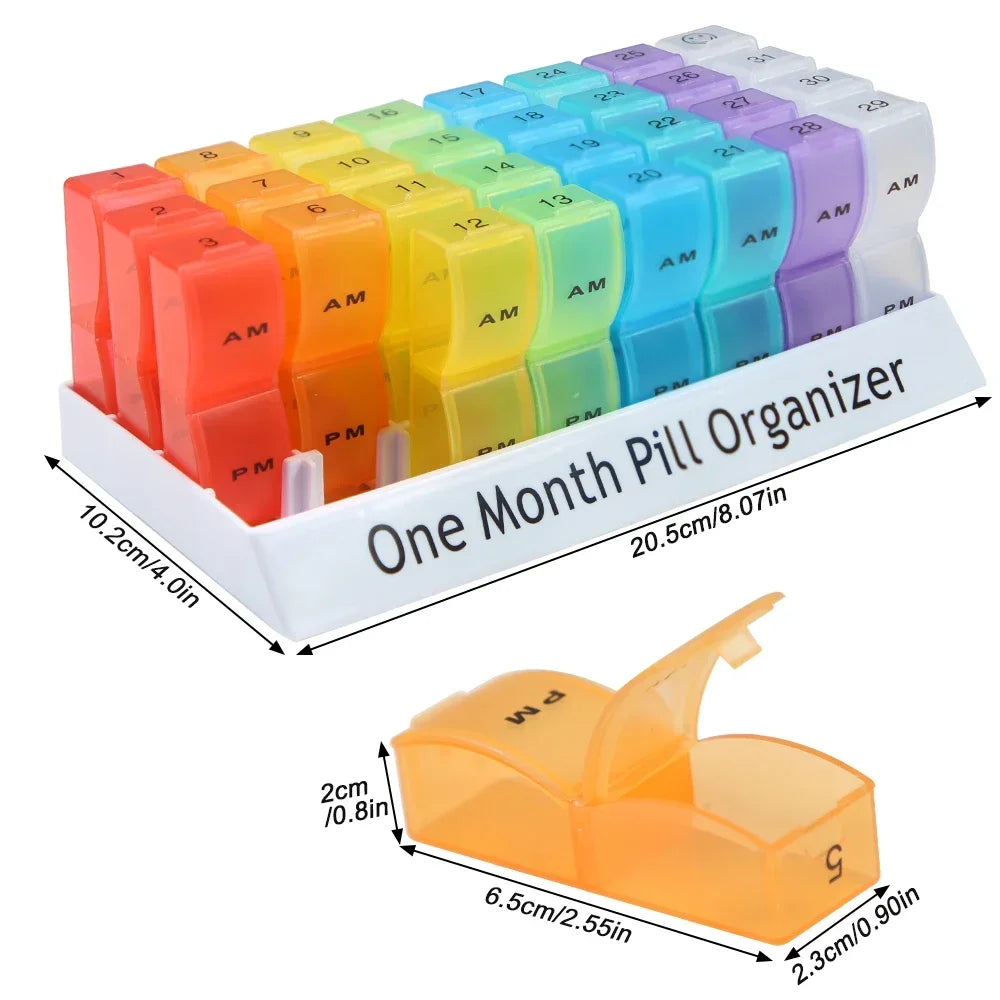 Povei 30-Day AM PM Pill Organizer for Vitamins and Medication