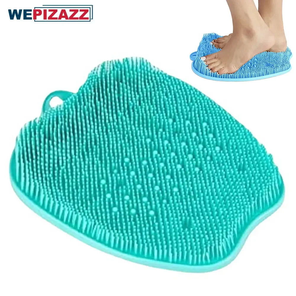 Povei Foot Scrubber Mat: Wall-Mounted Exfoliating Shower Cleaner with Suction Cups