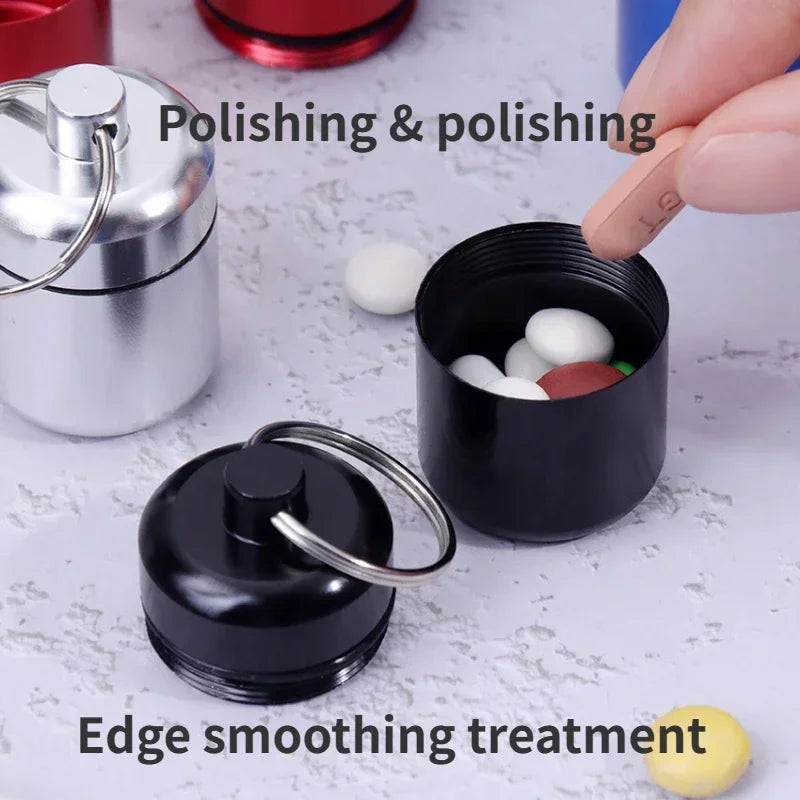 Povei Mini Waterproof Pill Box Keychain Container for Travel and Health Care