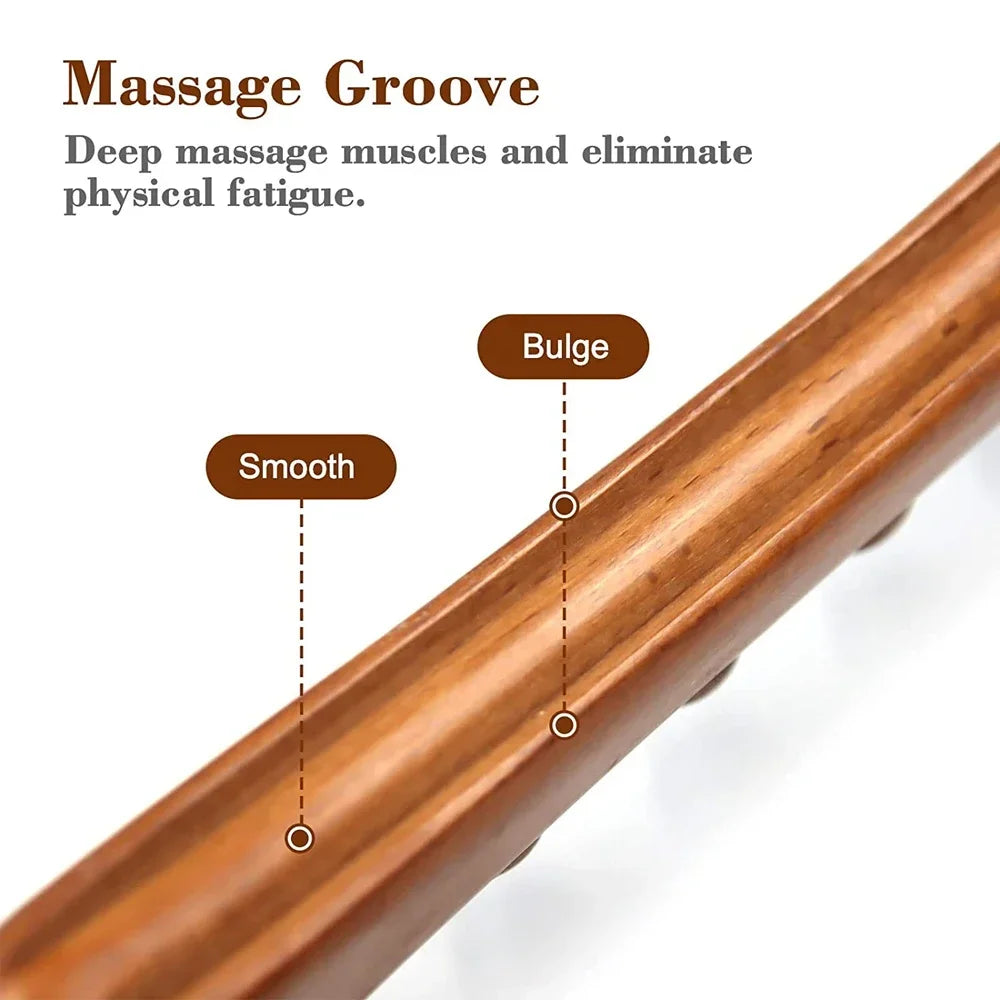 Povei Guasha Wood Stick Massage Tool for Back, Legs - 8/10 Beads Point Treatment