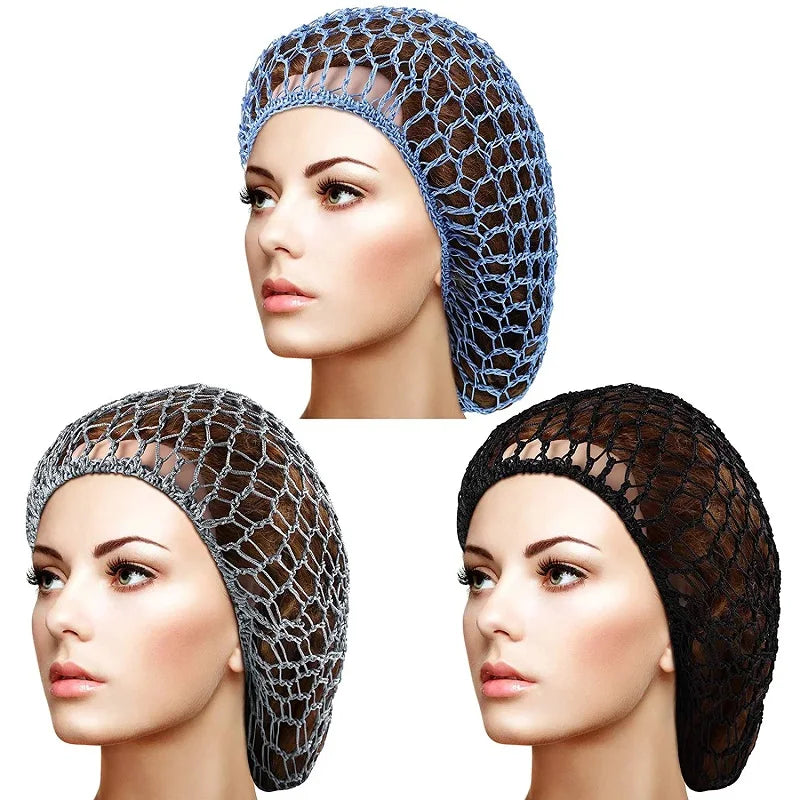 Povei Crocheted Bun Cover Snood Hair Net - Candy Color Girls Hair Bands