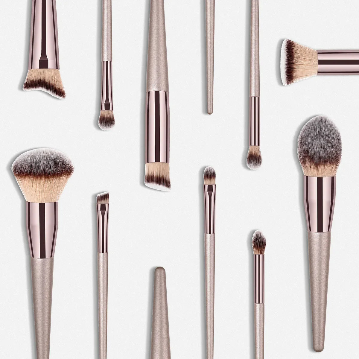 Povei Champagne Makeup Brushes Set for Flawless Beauty Applications