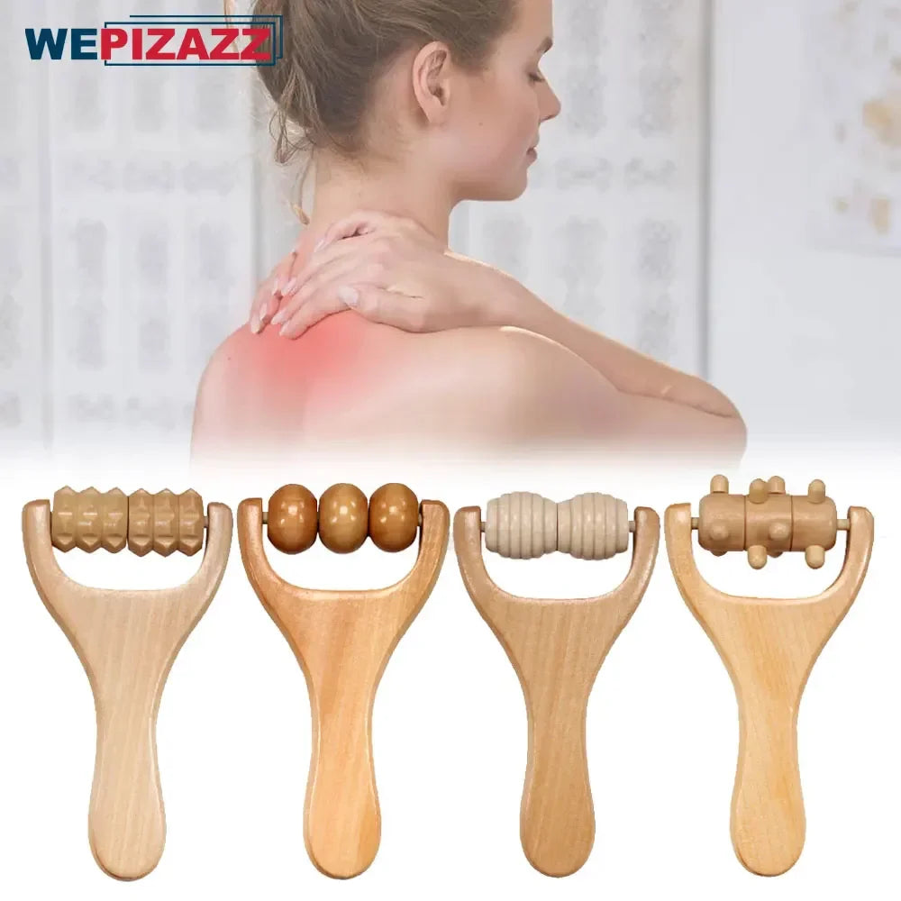 Povei Wooden Body Roller Massager - DIY Maderotherapy for Waist Thigh Leg Hands & Full Body