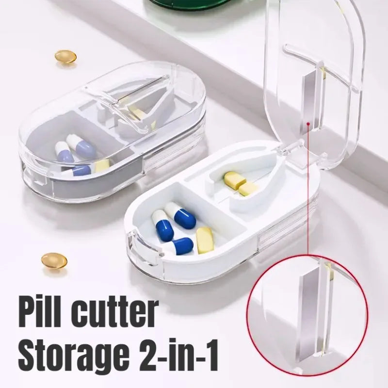 Povei Pill Cutter & Divider Organizer Crusher Mini Medicine Box