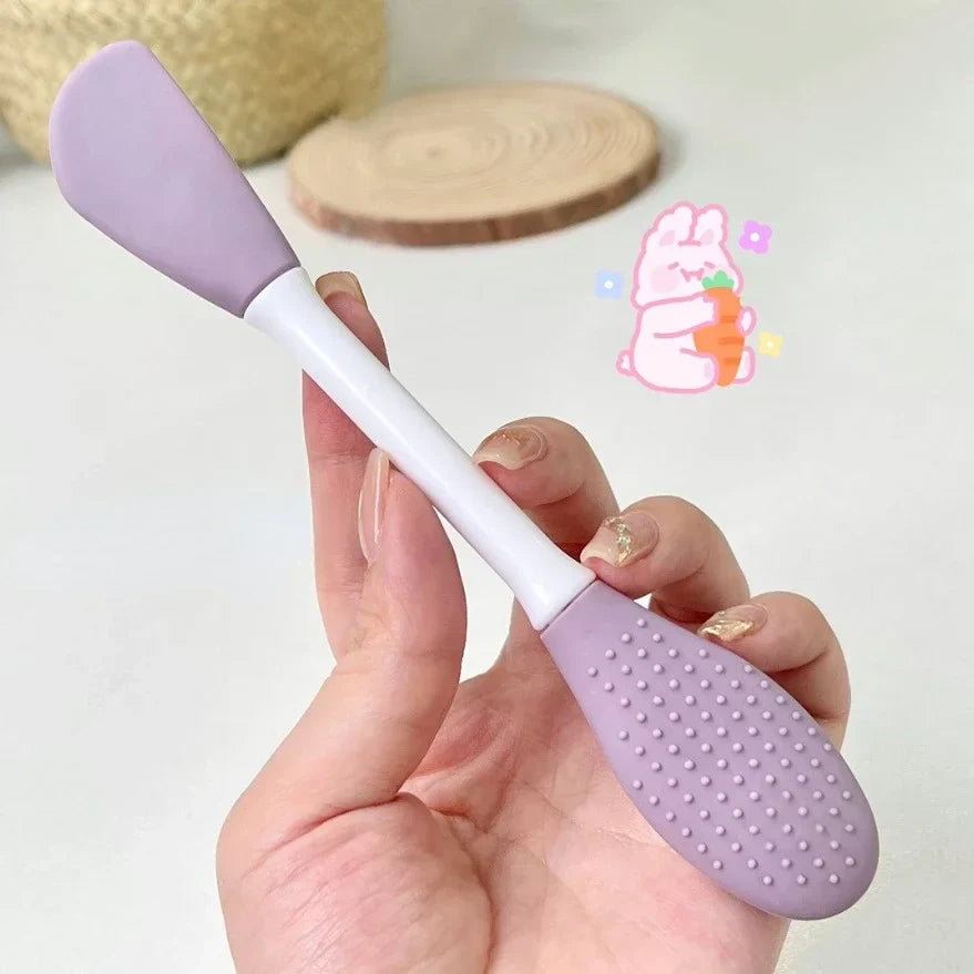 Povei Dual Head Silicone Facial Mask Brush for Facial Massage and Cleansing