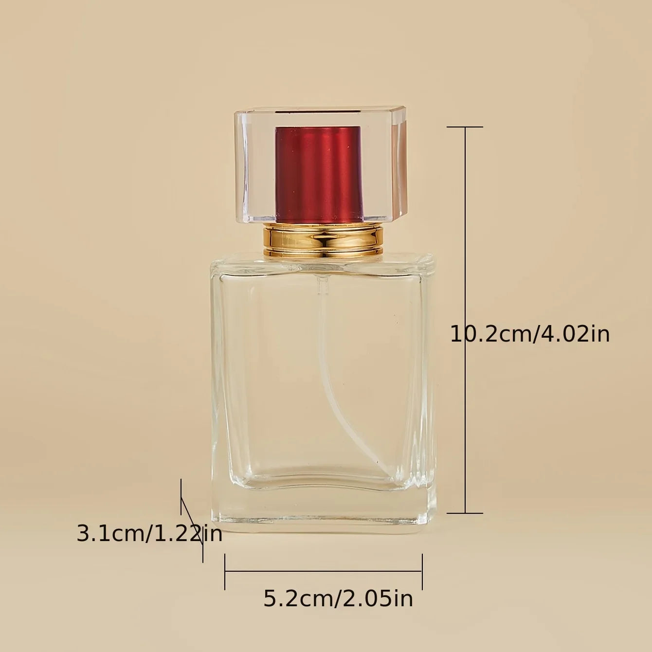 Povei Clear Square Glass Perfume Spray Bottle - 50ml High Grade Atomizer Container