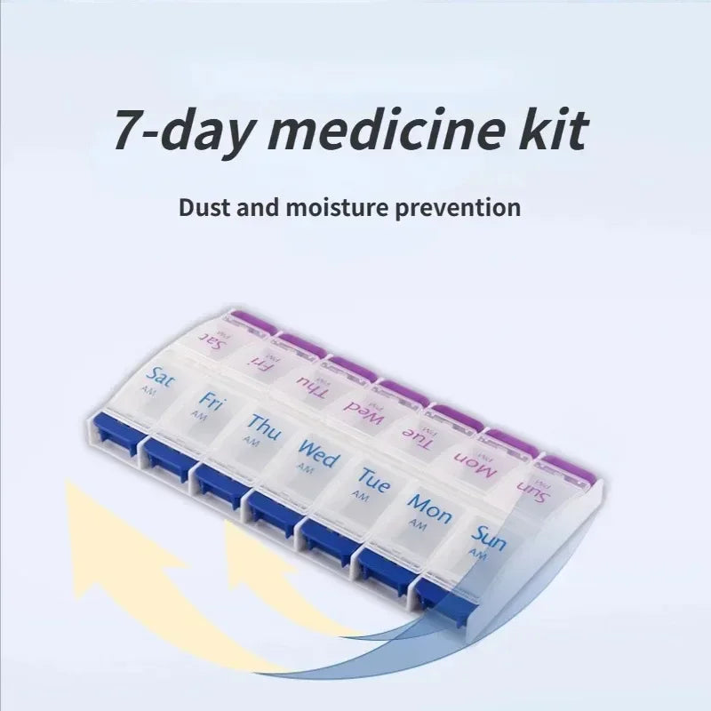 Povei 7 Days Pill Box Organizer Plastic Medicine Dispenser Cutter Drug Cases