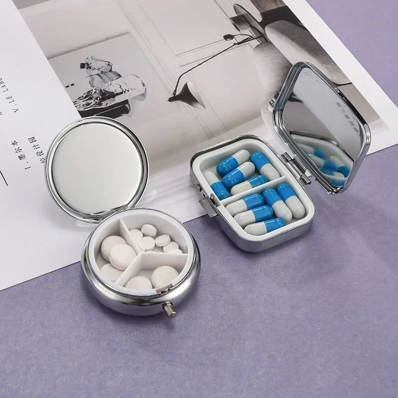 Povei Metal Pill Box with Pill Splitter and Organizer