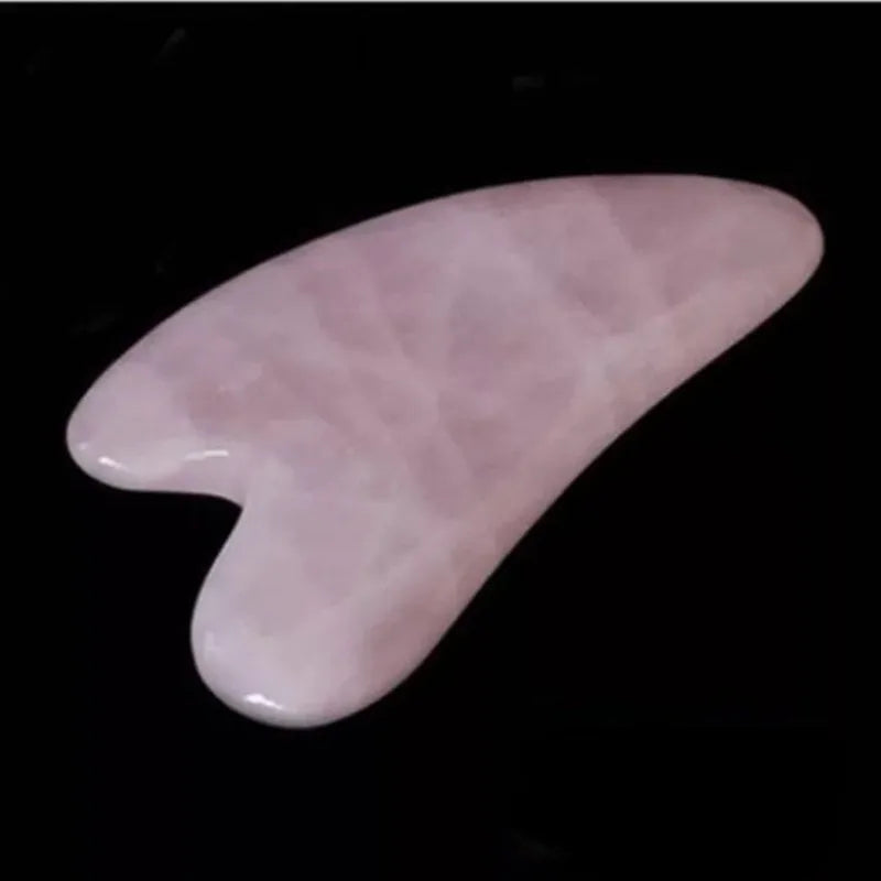 Povei Rose Quartz GuaSha Board - Pink Jade Stone Massage Tool