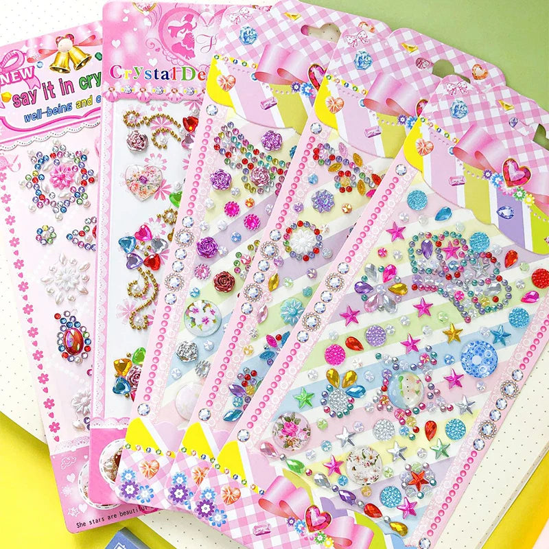 Povei 3D Gem Heart Stickers for Kids and Nail Art Crafts