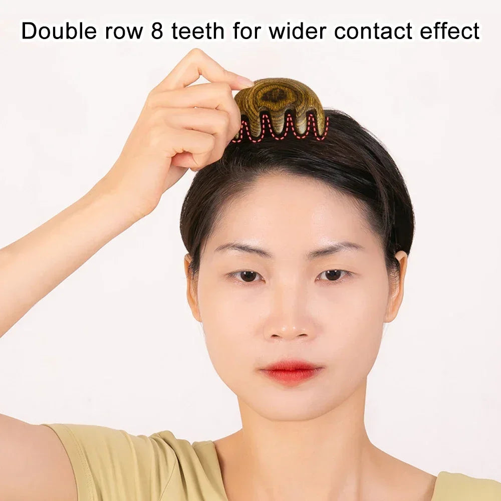 Povei Wood Wide Tooth Head Massage Comb for Gentle Body Acupressure Massage