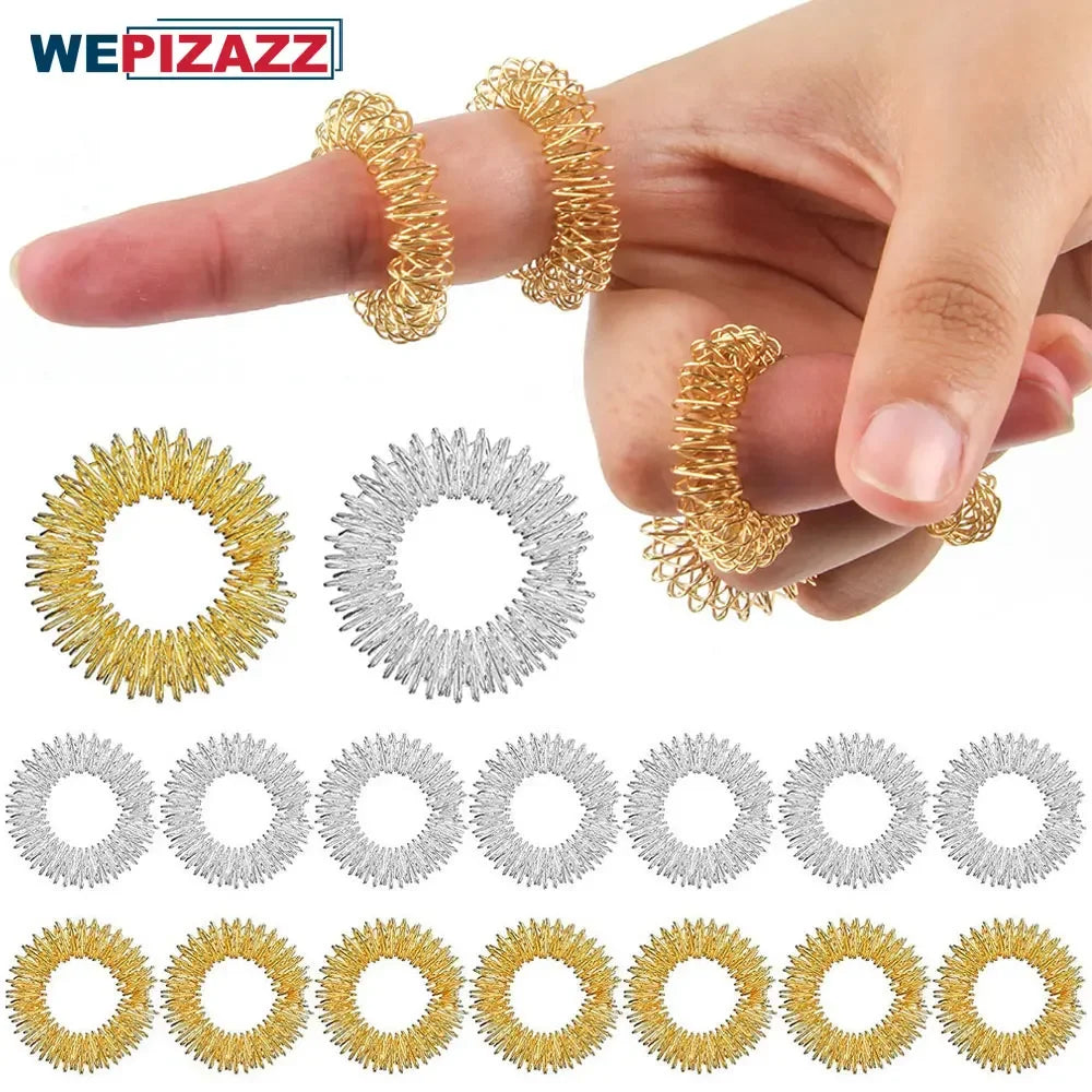 Spiky Finger Massage Rings by Povei - Relaxing Acupressure Tool for Home & Office