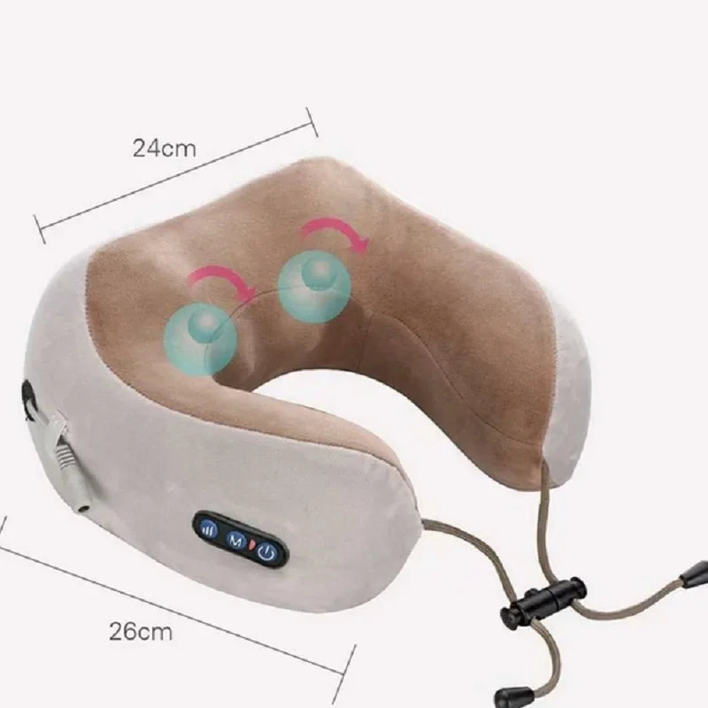 Povei Electric Neck Massager U-Shaped Pillow – Portable Relaxing Shoulder Cervical Massager