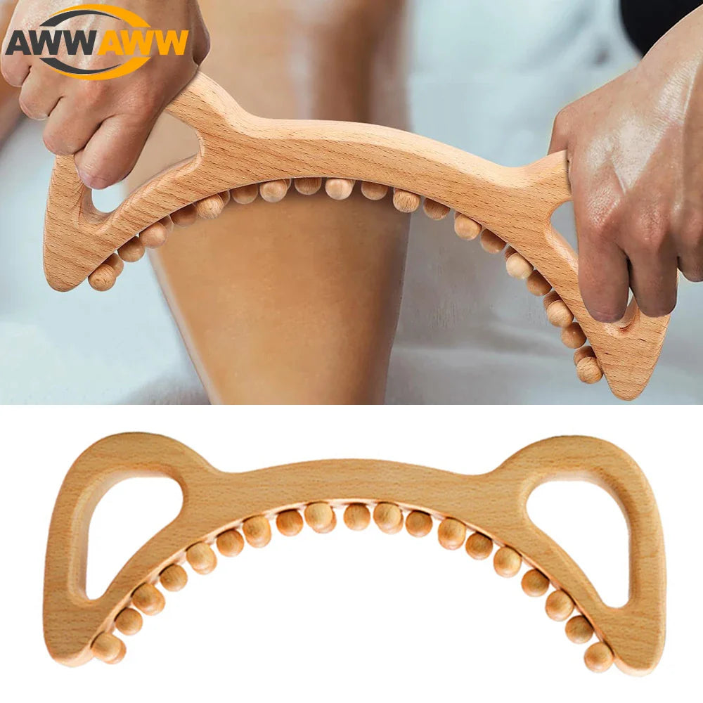 Povei Wooden Body Slim Brush for Lymphatic Drainage and Cellulite Reduction