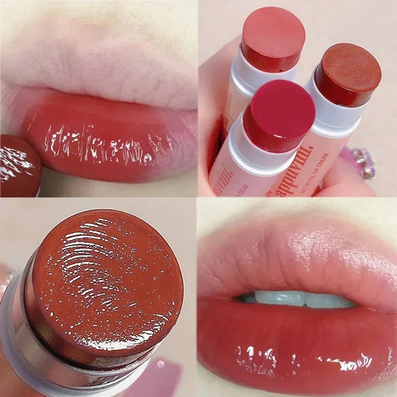 Povei Colored Lipstick Set 1/3PCS Moisturizing Long Lasting Lip Balm Waterproof Gloss