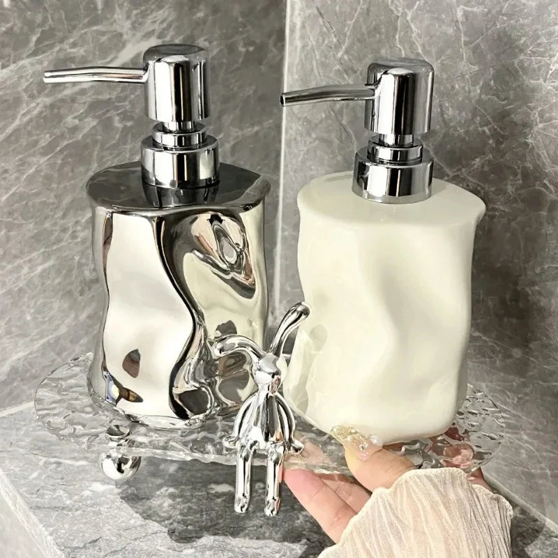 Povei Ceramic Large Dispenser Bottle for Body Wash and Shampoo