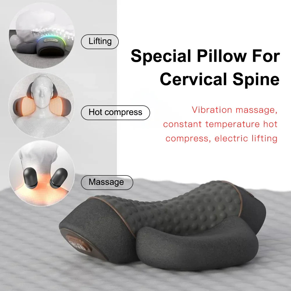 Povei Electric Neck Massager Pillow with Heat, Vibration, Memory Foam Support