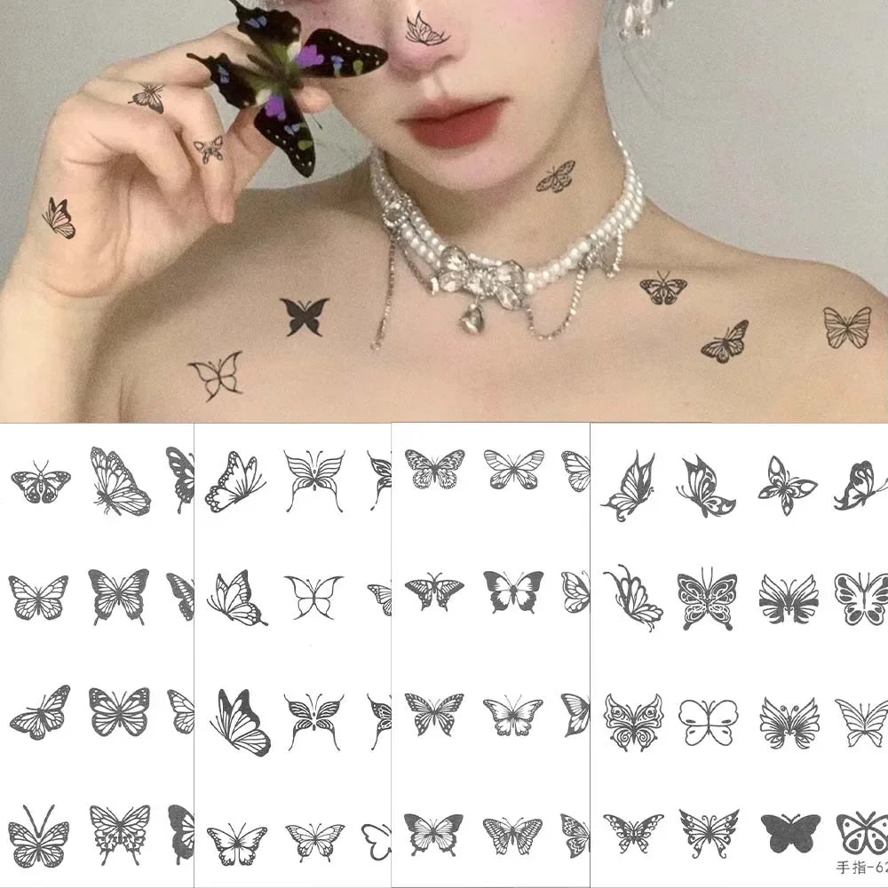 Dark Flash Waterproof Butterfly Tattoo Stickers by Povei for Sexy Body Art