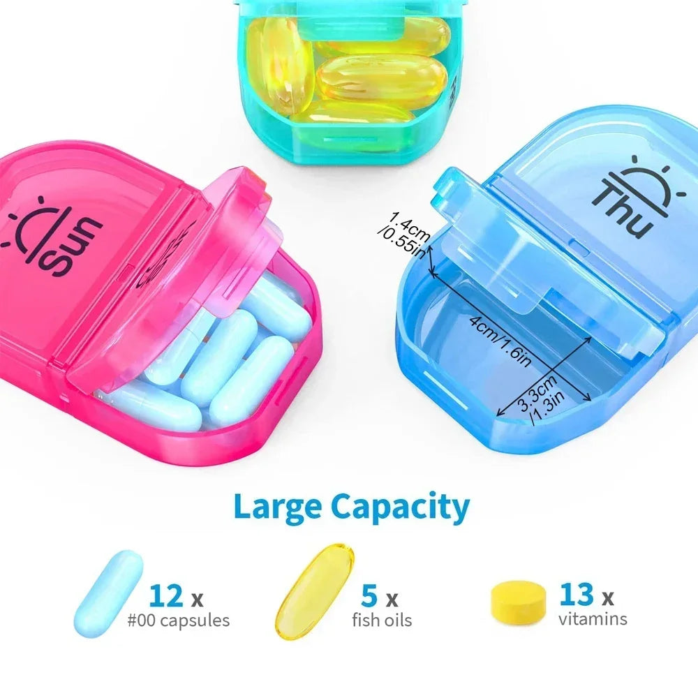 Povei Weekly AM PM Pill Organizer with 7 Daily Pockets