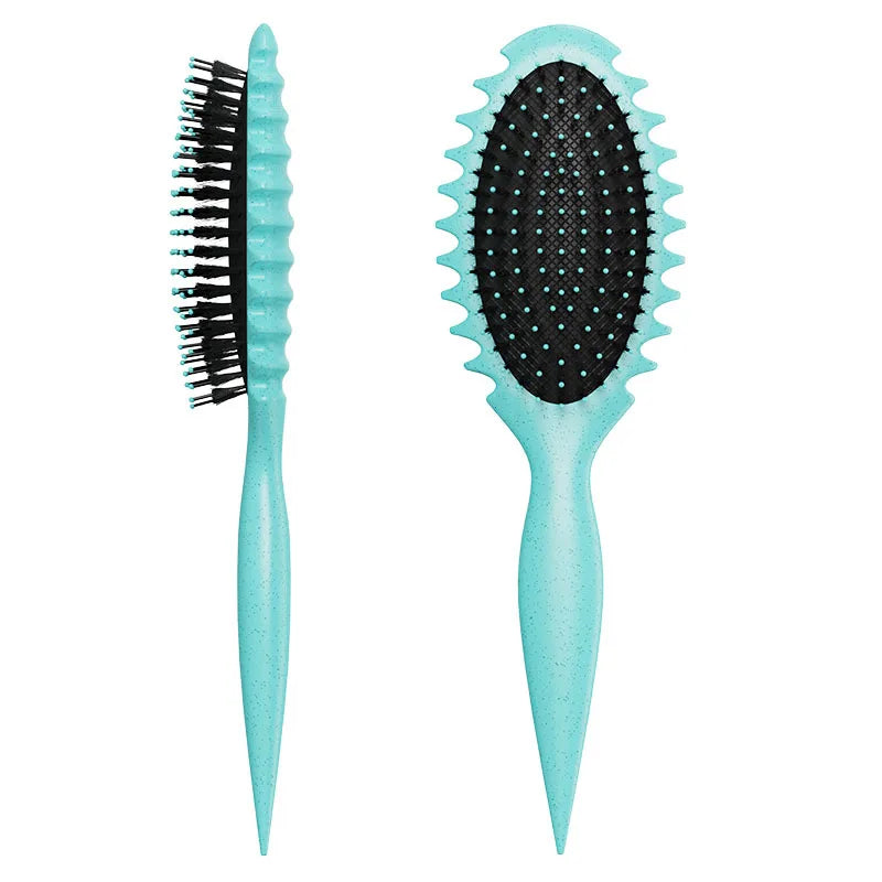 Povei Boar Bristle Curl Defining Hair Brush for Tangled Hair & Scalp Massage