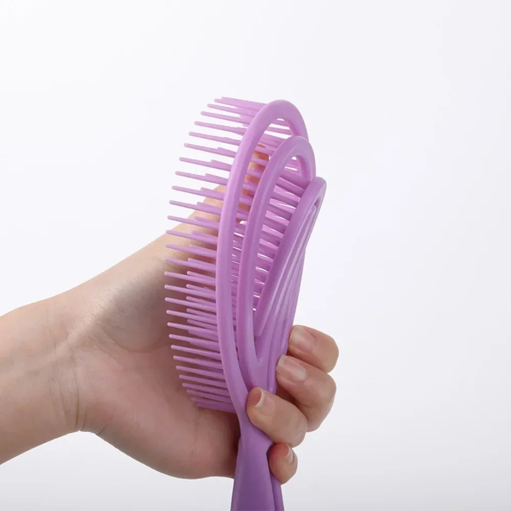 Povei Detangling Hair Brush: Elastic Scalp Massage Comb for Wet Curly Hair - Styling Tool