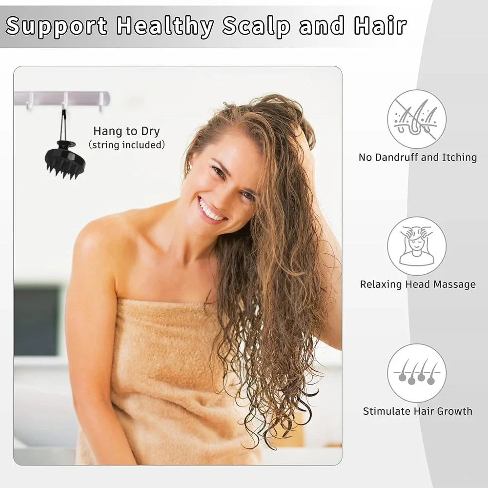 Povei Silicone Scalp Massager Comb - Shower Head Body Hair Washing Brush