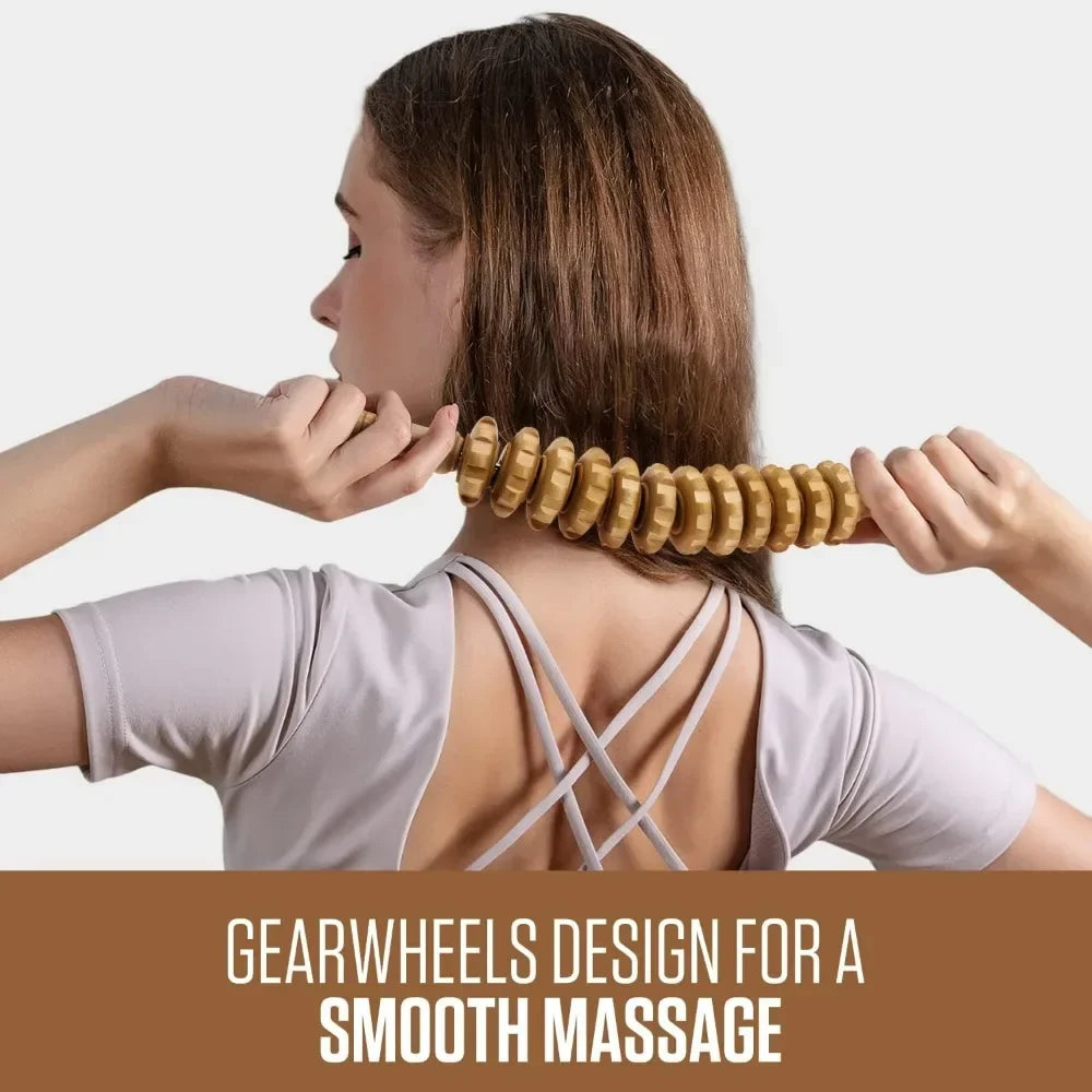 Povei Wooden Massager Roller Stick for Cellulite Reduction and Muscle Relaxation