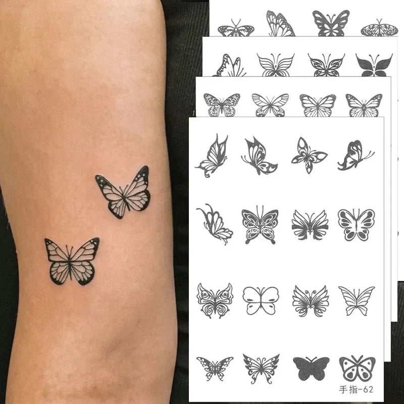 Dark Flash Waterproof Butterfly Tattoo Stickers by Povei for Sexy Body Art