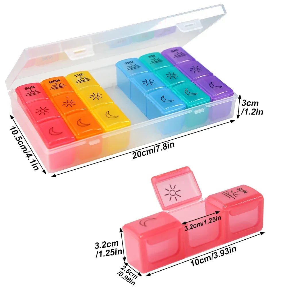 Povei 3x Daily Pill Organizer 7-Day Moisture-Proof Travel Case