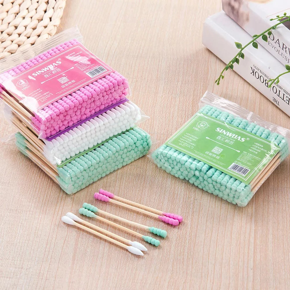 Povei Colorful Cotton Swabs 100 Pack