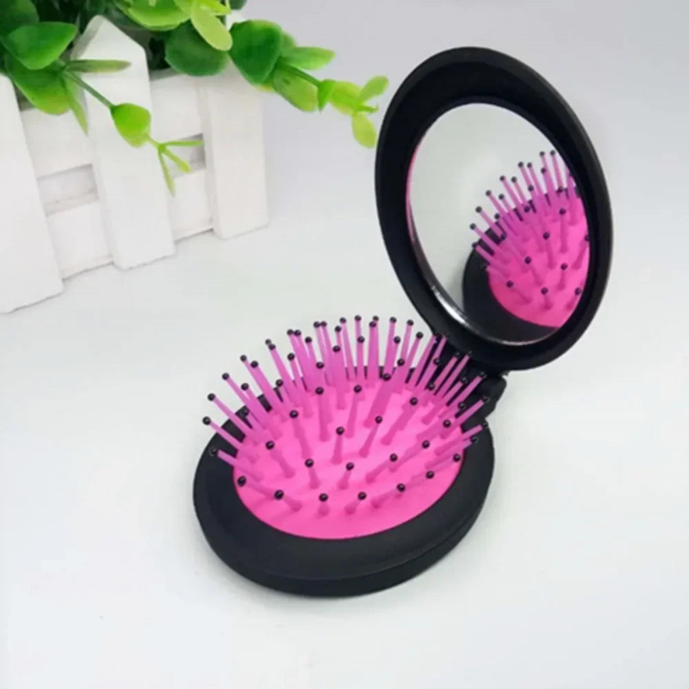 Povei Airbag Hair Comb Scalp Massage Pocket Comb with Mirror Makeup