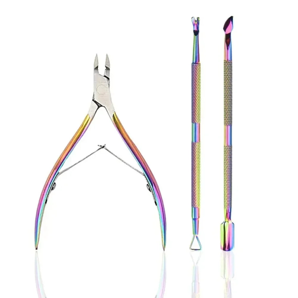 Povei Stainless Steel Nail Care Scissor Set for Manicure and Cuticle Removal