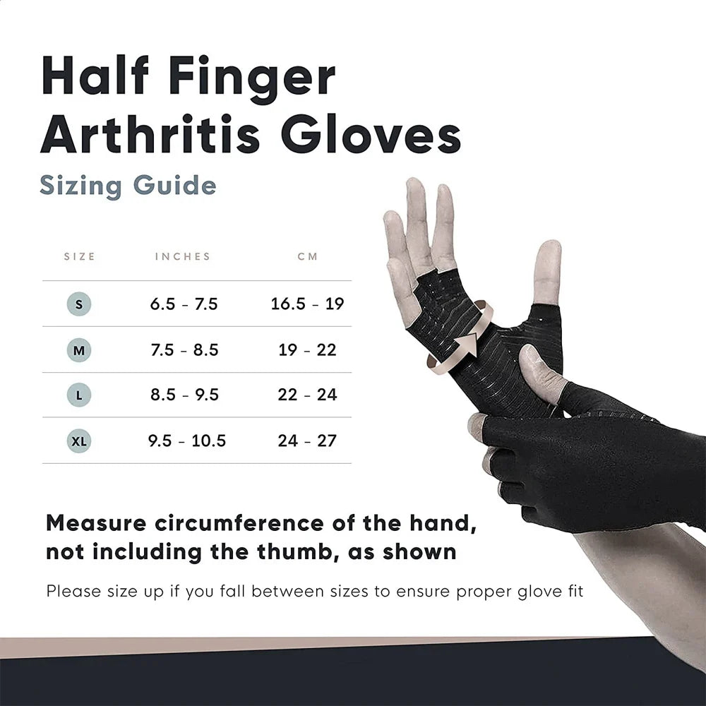 Povei Copper Arthritis Compression Gloves Fingerless for Pain Relief and Joint Support