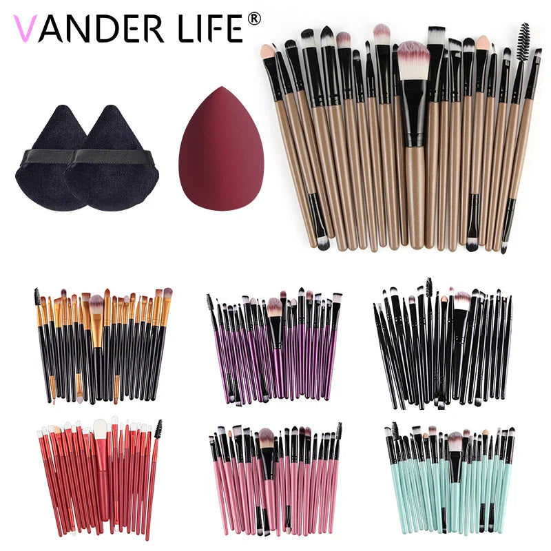 Povei 20-Piece Makeup Brush Set for Face, Eyes, and Lips