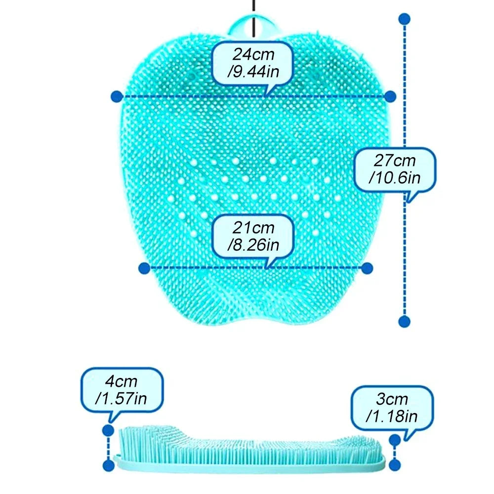 Povei Foot Scrubber Mat: Wall-Mounted Exfoliating Shower Cleaner with Suction Cups