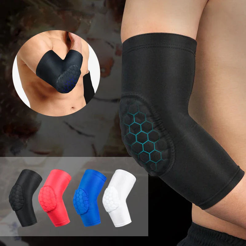 Povei Elbow Brace Sleeve Pad - Hexagonal Honeycomb Joint Compression for Outdoor Sports